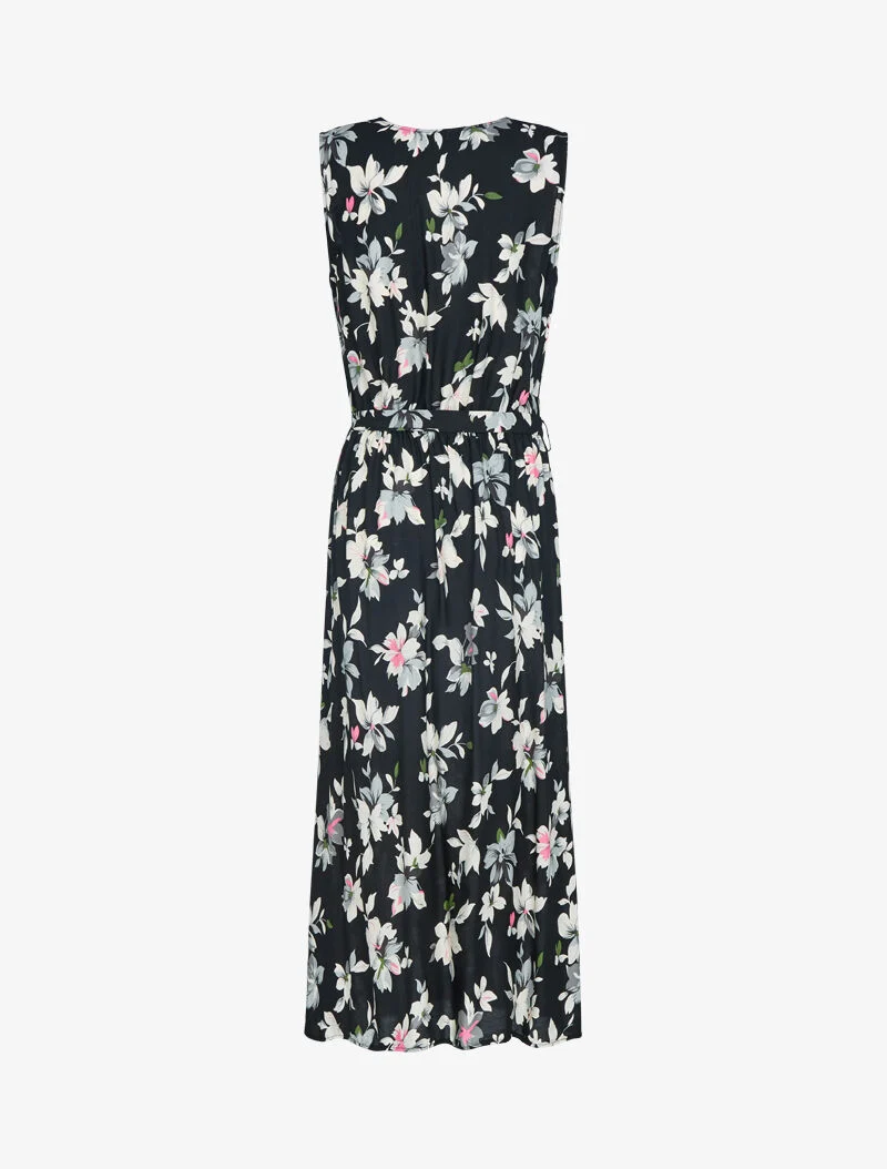 Gekreuztes Oberteil mit Blumenkleid - schwarz