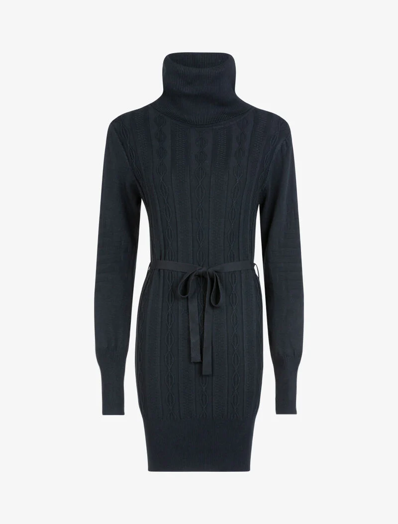 Strickkleid mit geflochtenen Details und Relief. - schwarz