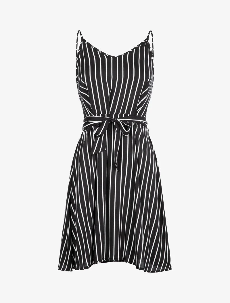 Kleid mit Streifenmuster - schwarz