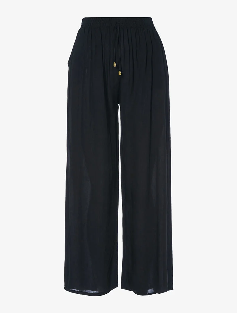 Fließende einfarbige Hose - schwarz