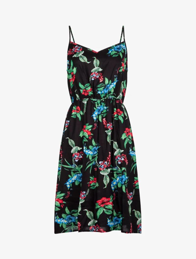 Kleid mit Frühlingsmuster - schwarz