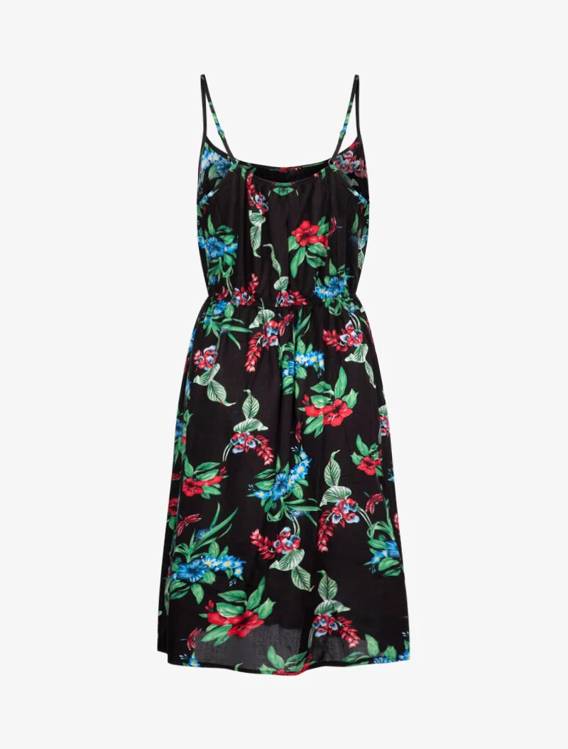 Kleid mit Frühlingsmuster - schwarz