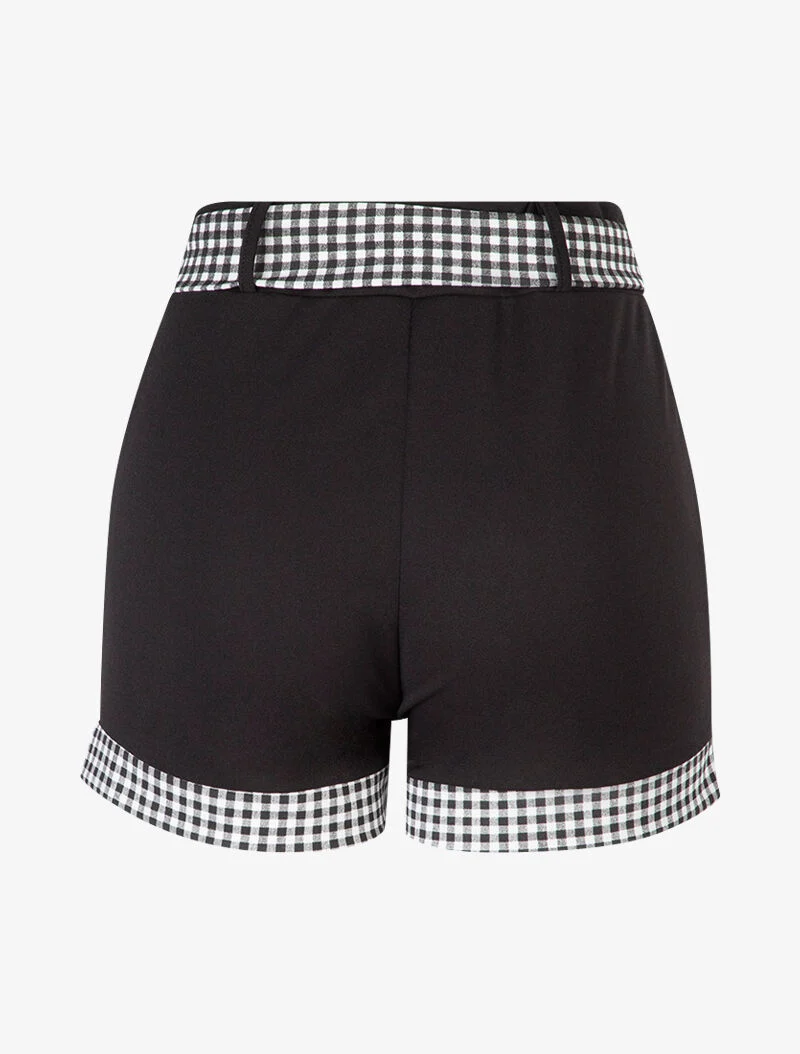 Kurze Hose mit Vichy-Karo-Saum. - schwarz