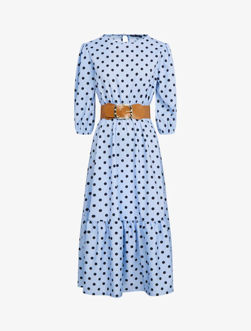 Kleid mit Punktmuster - Himmelblau