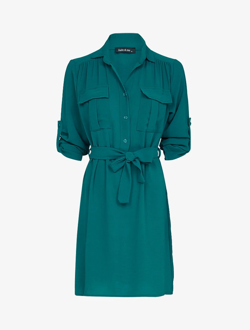 Weites Hemdkleid - Entenblau