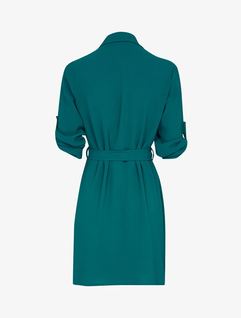 Weites Hemdkleid - Entenblau