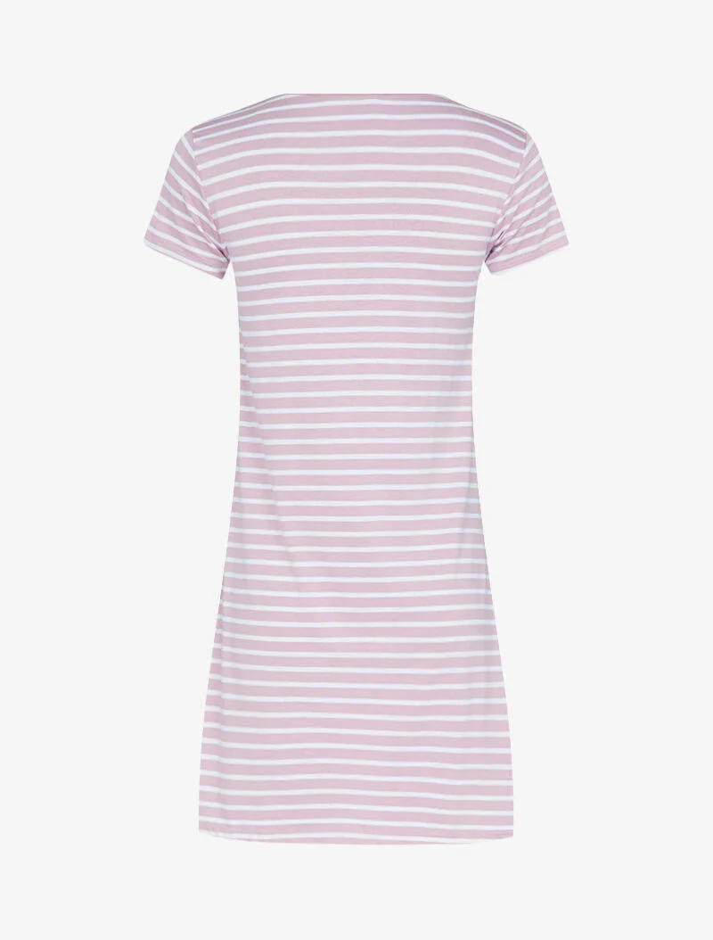 Gestreiftes T-Shirt-Kleid - Rose