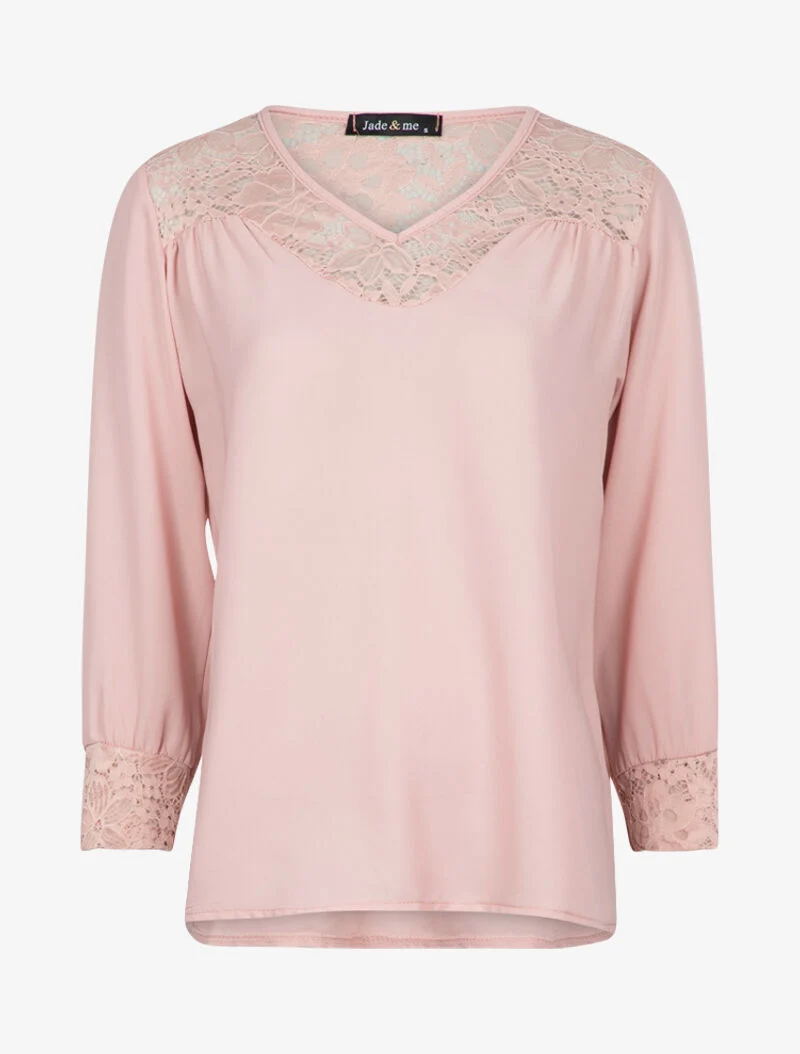 Transparente Bluse mit Spitzendetails - Rose