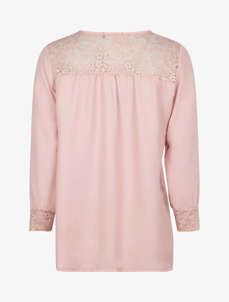 Transparente Bluse mit Spitzendetails - Rose