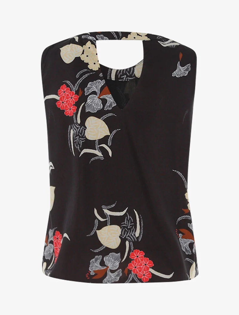 Florales bedrucktes Top - schwarz