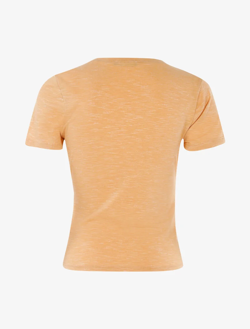 Chiné-Top mit Strass-Schultern - blasses Orange - Orange