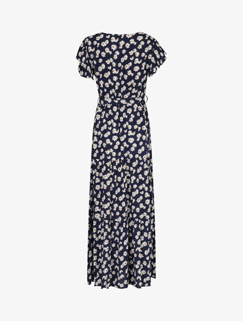 Kleid mit Gänseblümchenmuster und Rüschenärmeln - Marine