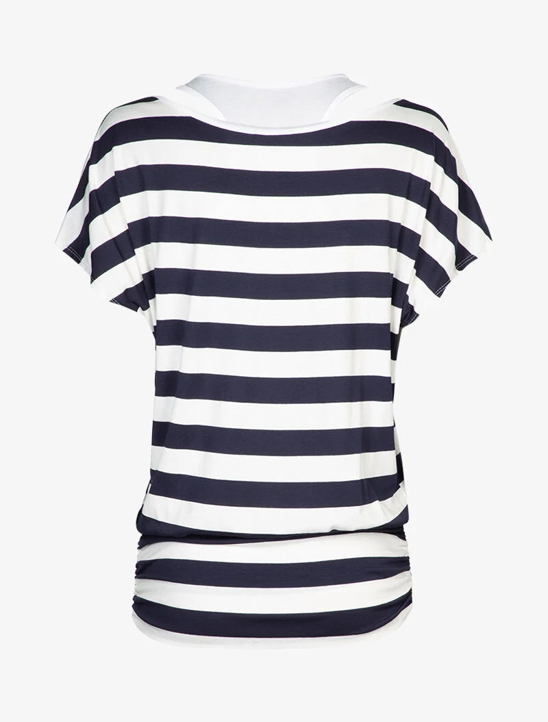 Gestreiftes Top mit integriertem Tanktop - Marine