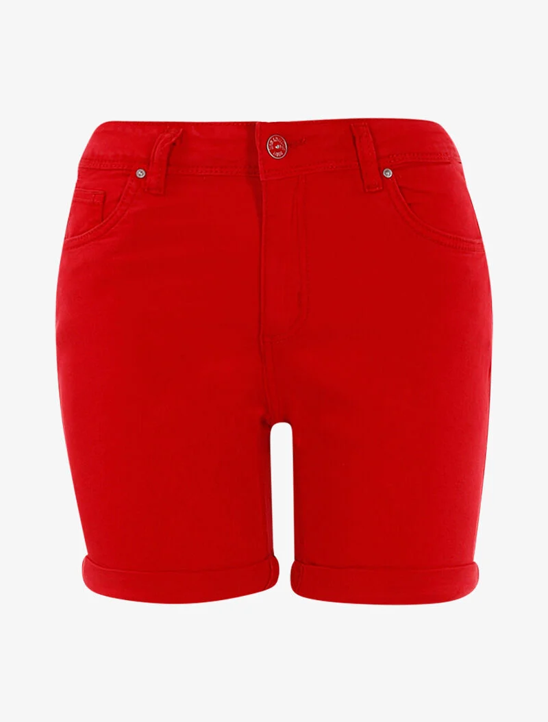 Basic-Shorts mit Umschlägen - Rot