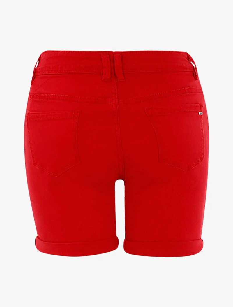 Basic-Shorts mit Umschlägen - Rot