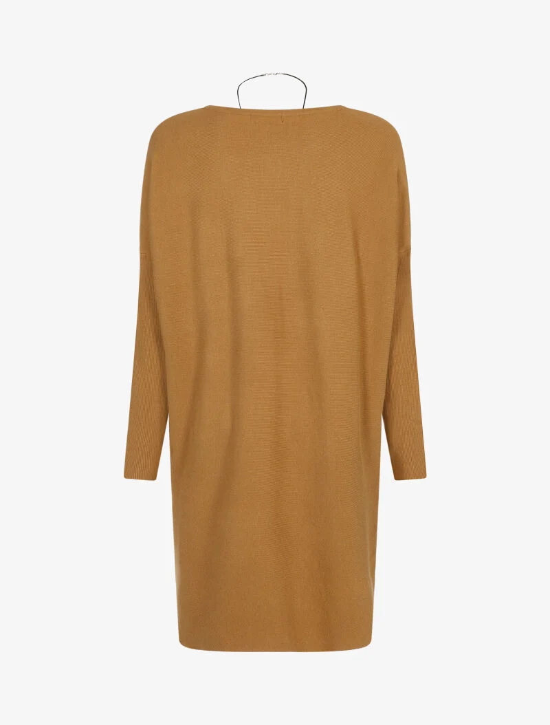 Lockeres Kleid mit langer Kette - Kamel
