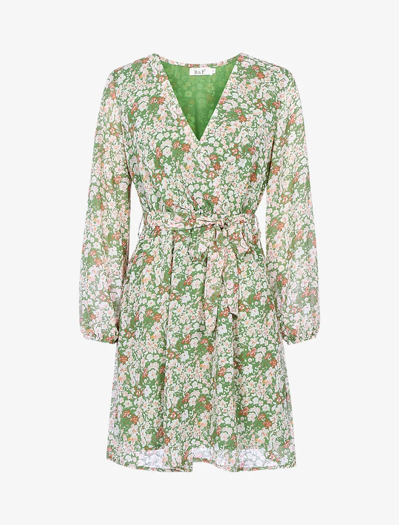 Kleid mit Blumenmuster - Grün