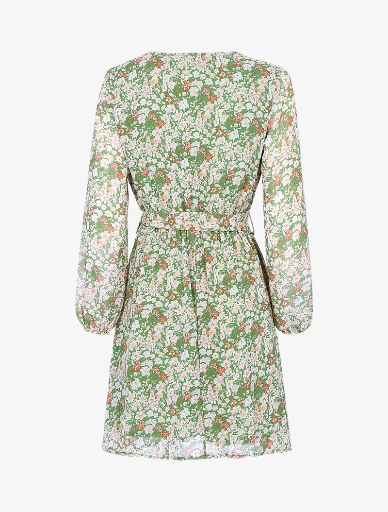 Kleid mit Blumenmuster - Grün