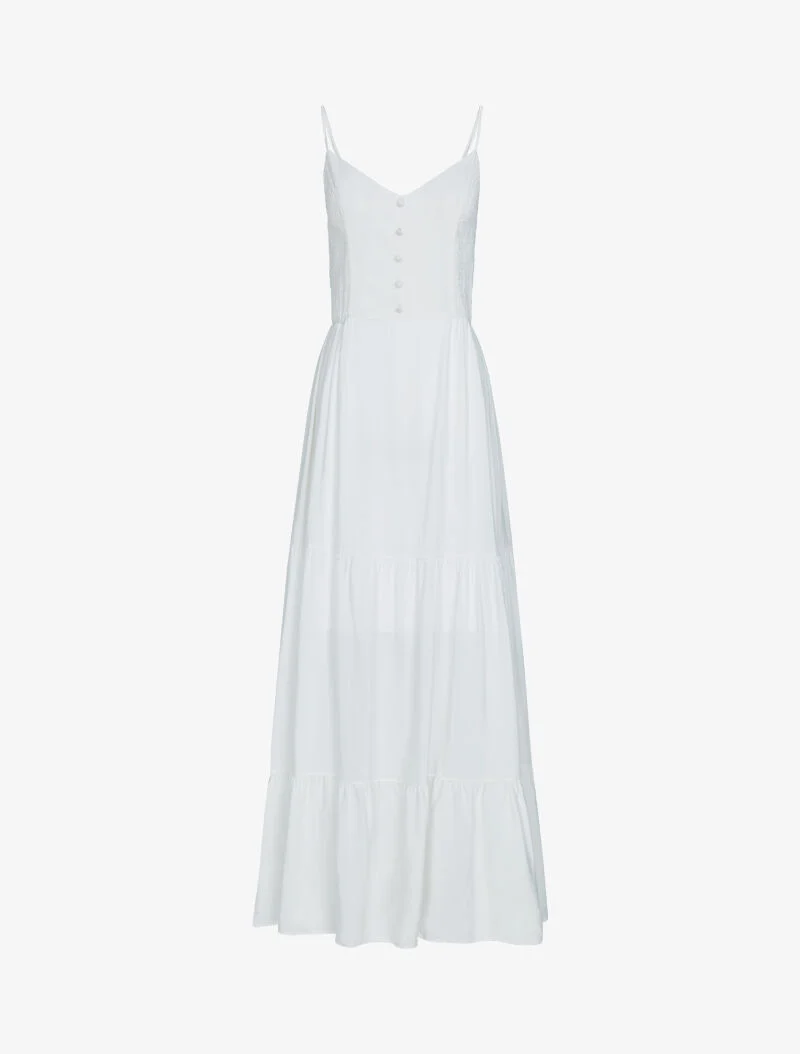 Einfarbiges langes Kleid - weiß