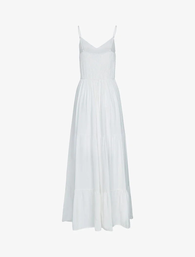 Einfarbiges langes Kleid - weiß