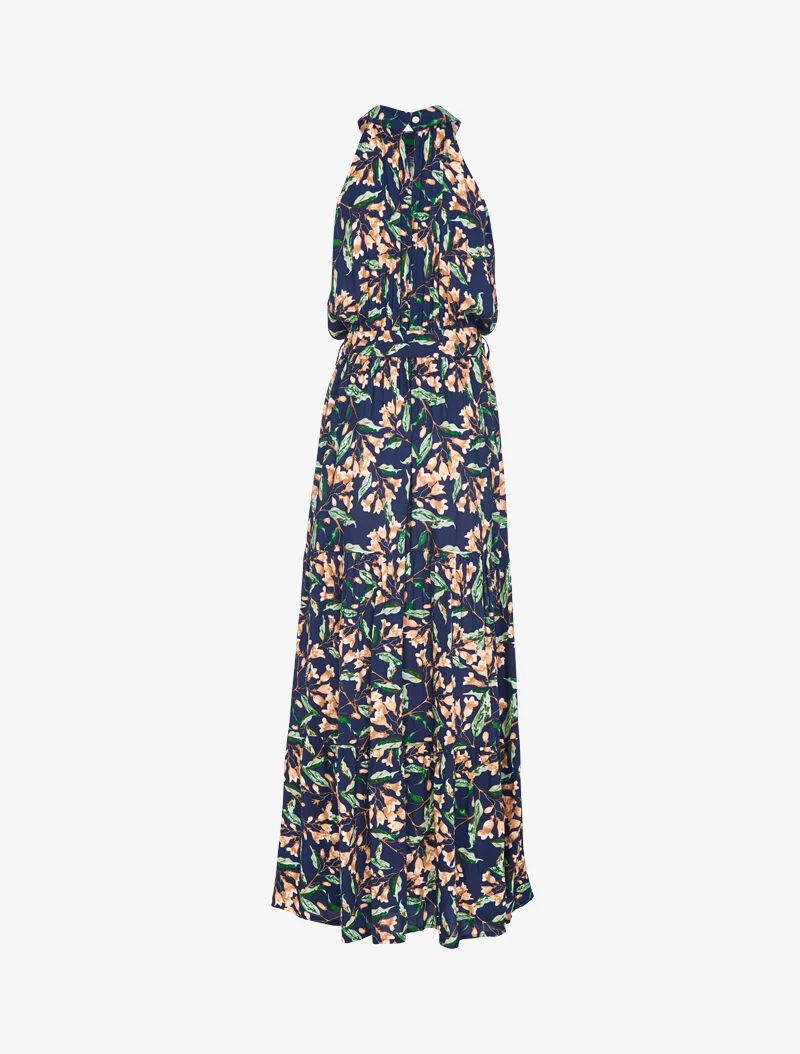 Kleid mit amerikanischem Kragen und Blumenmuster - Marine