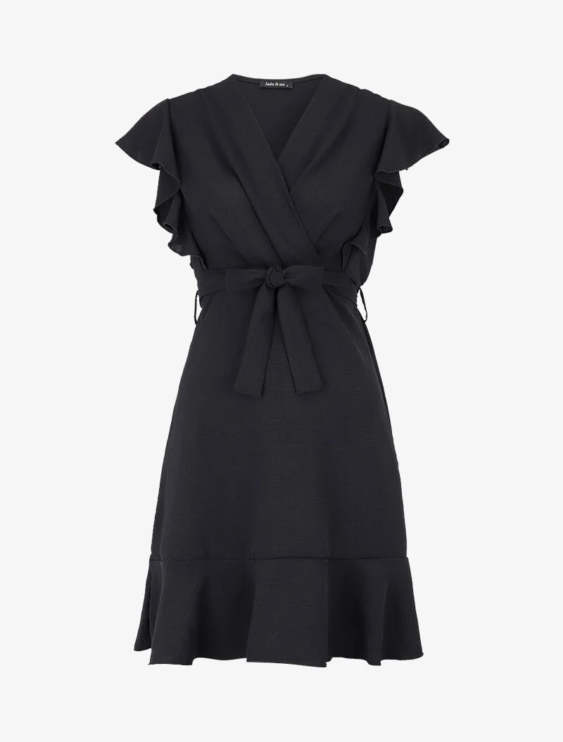 Kleid mit plissiertem Cache-Cœur-Oberteil - schwarz