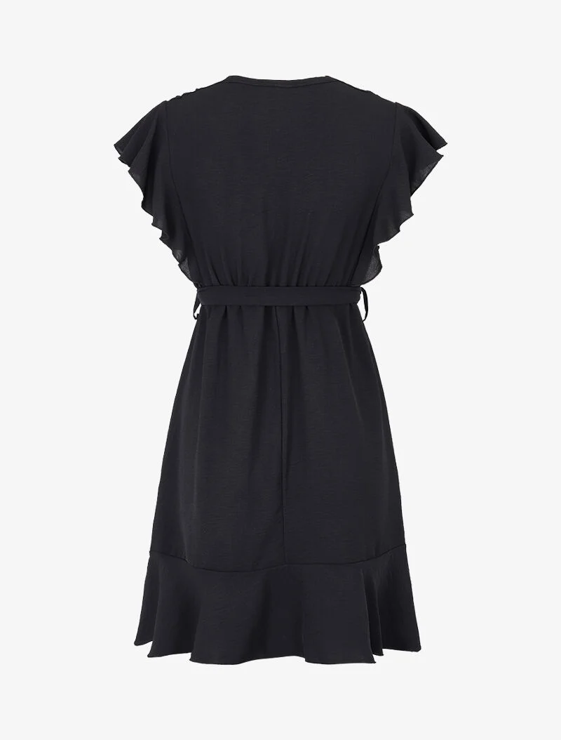 Kleid mit plissiertem Cache-Cœur-Oberteil - schwarz