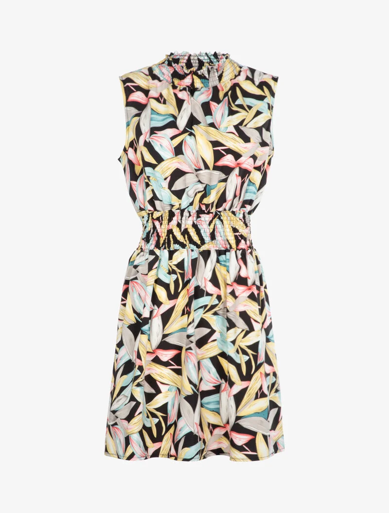 Kleid mit elastischem Stehkragen - schwarz