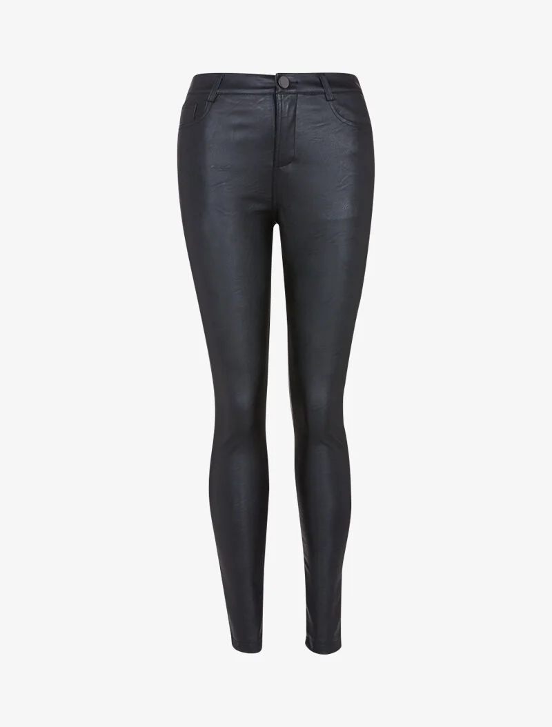 Casual-Hose aus Kunstleder - schwarz