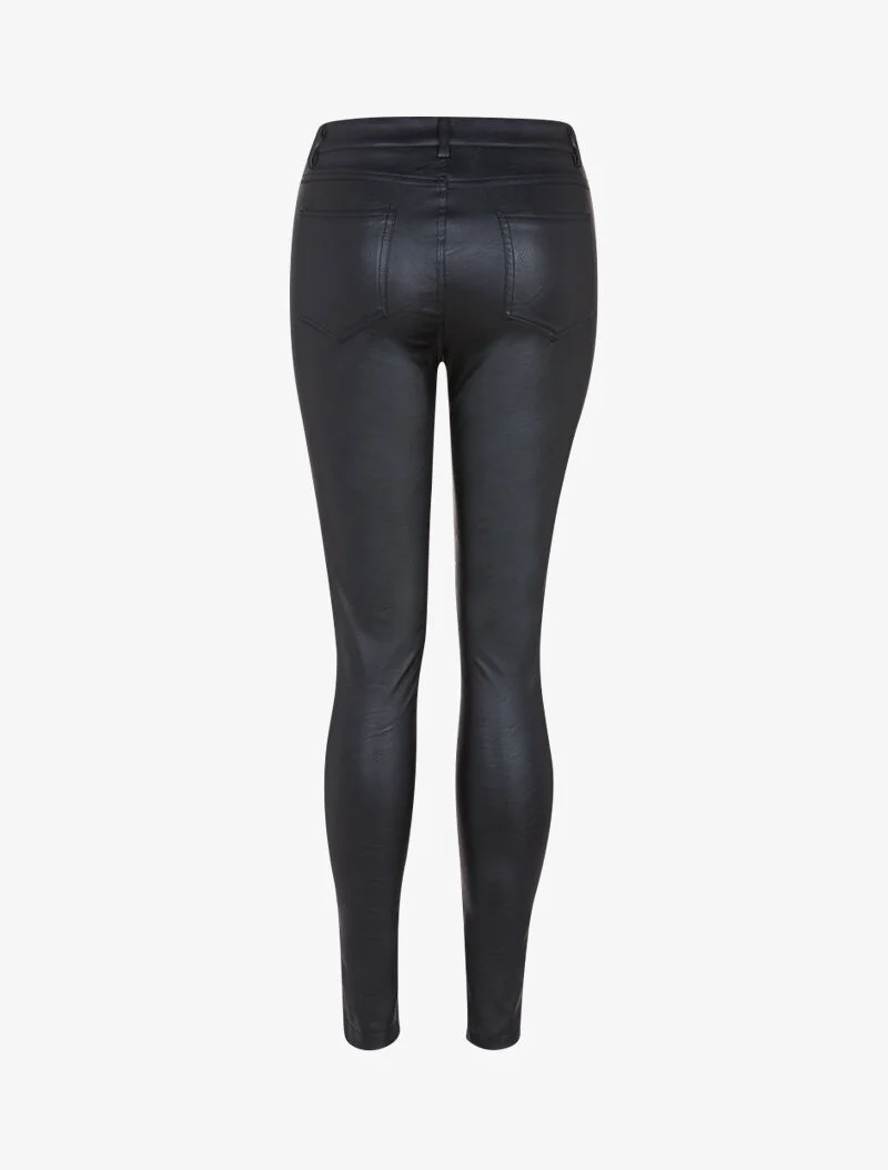 Casual-Hose aus Kunstleder - schwarz