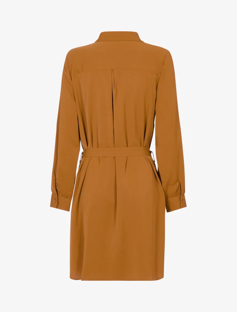 Einfarbiges Hemdkleid - Kamel