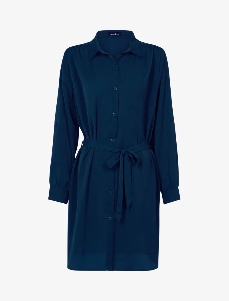 Einfarbiges Hemdkleid - Marine