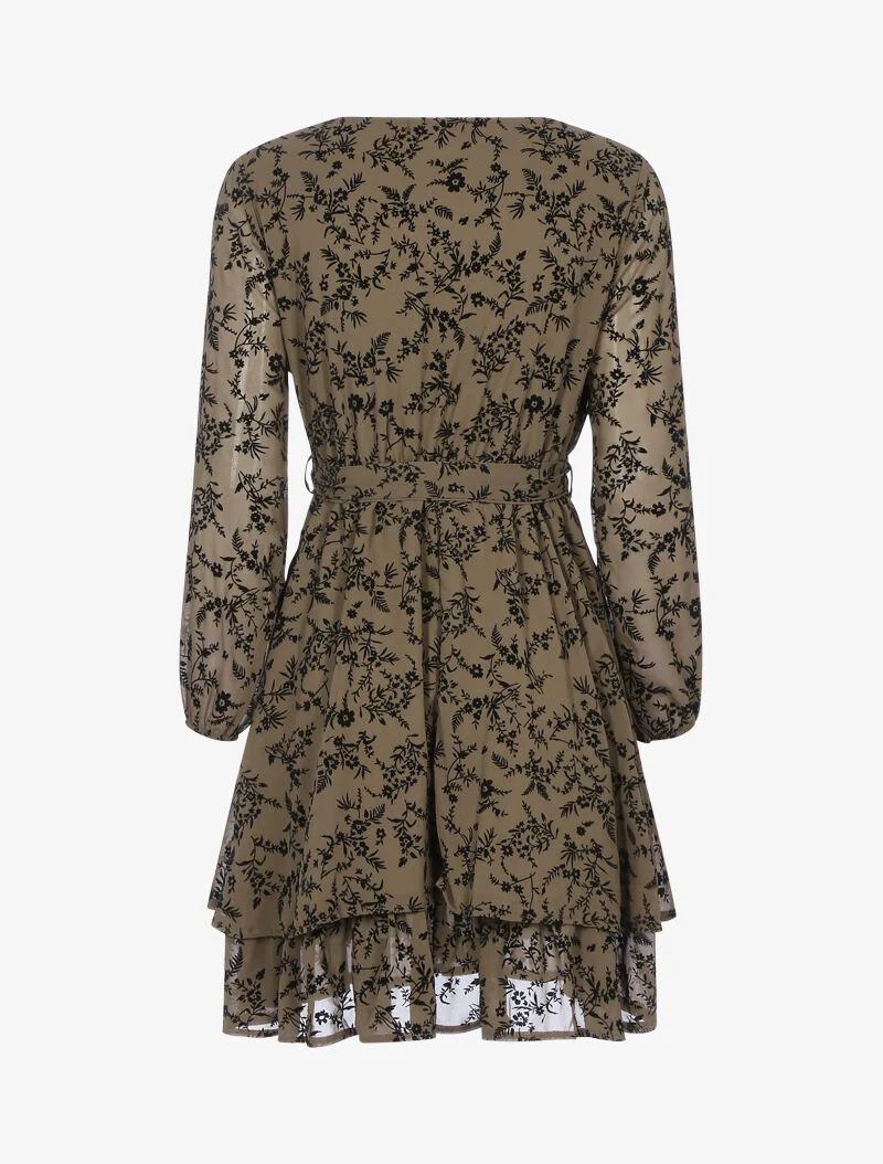 Skaterkleid aus Samt mit Blumenmuster - Dunkelgrau - Maulwurf