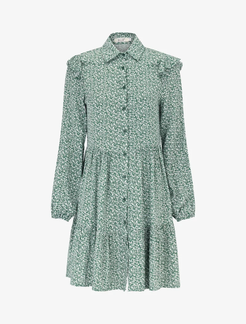 Barock bedrucktes Hemdblusenkleid - Grün