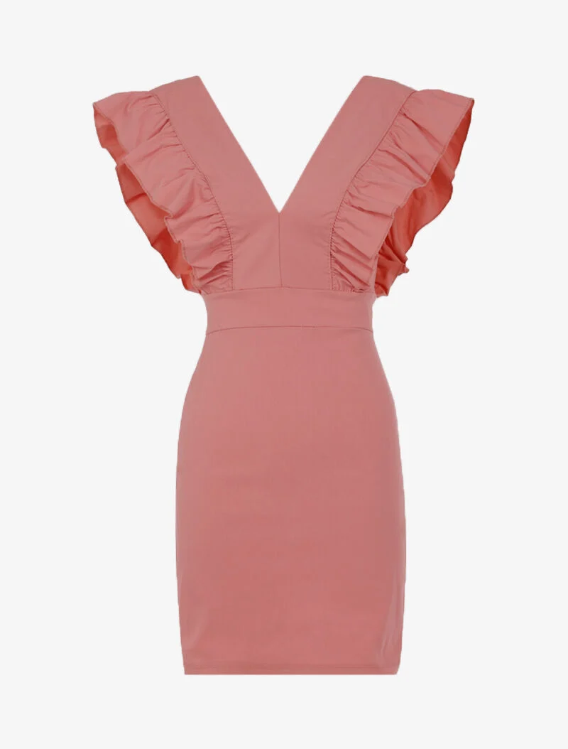Kleid mit Rüschenärmeln - Rose