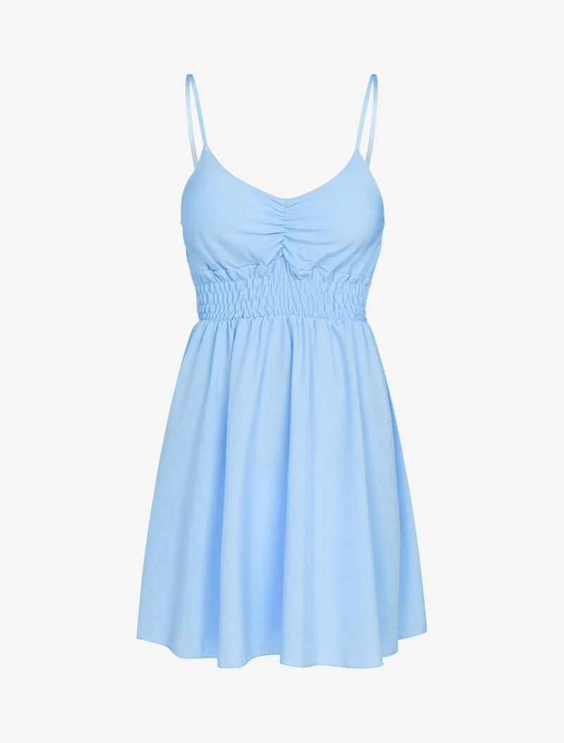Skaterkleid mit schmalen Trägern - Himmelblau
