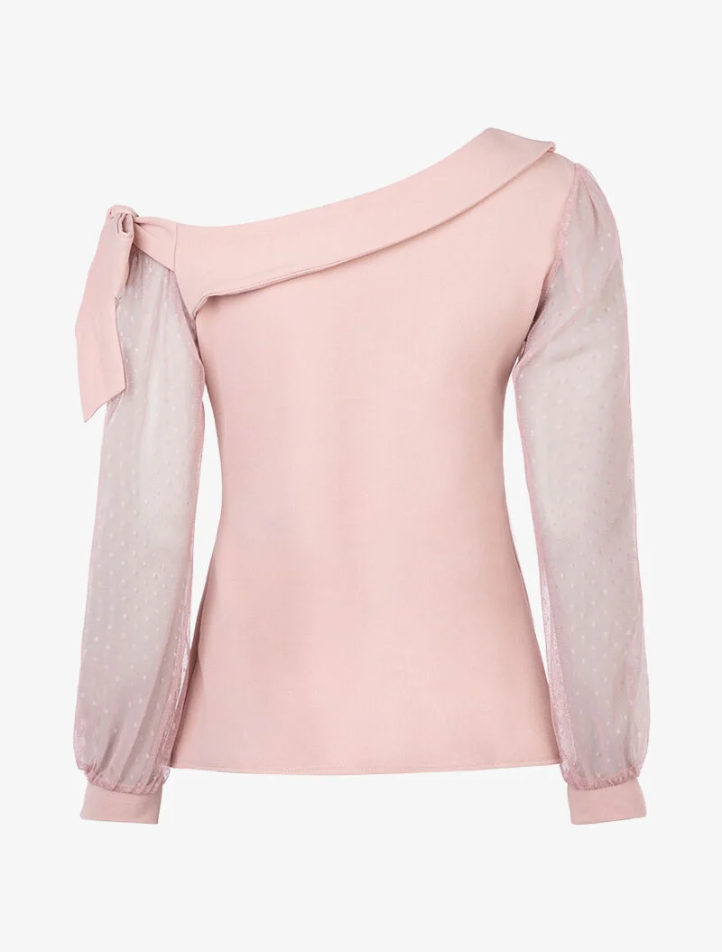 Oberteil mit asymmetrischem Ausschnitt und Tüll - Rose