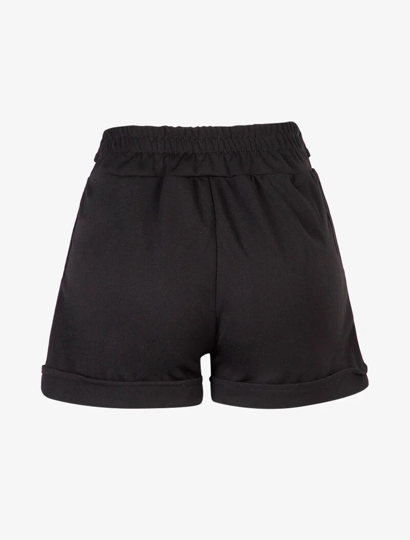 Kurze einfarbige Hose mit Säumen - schwarz