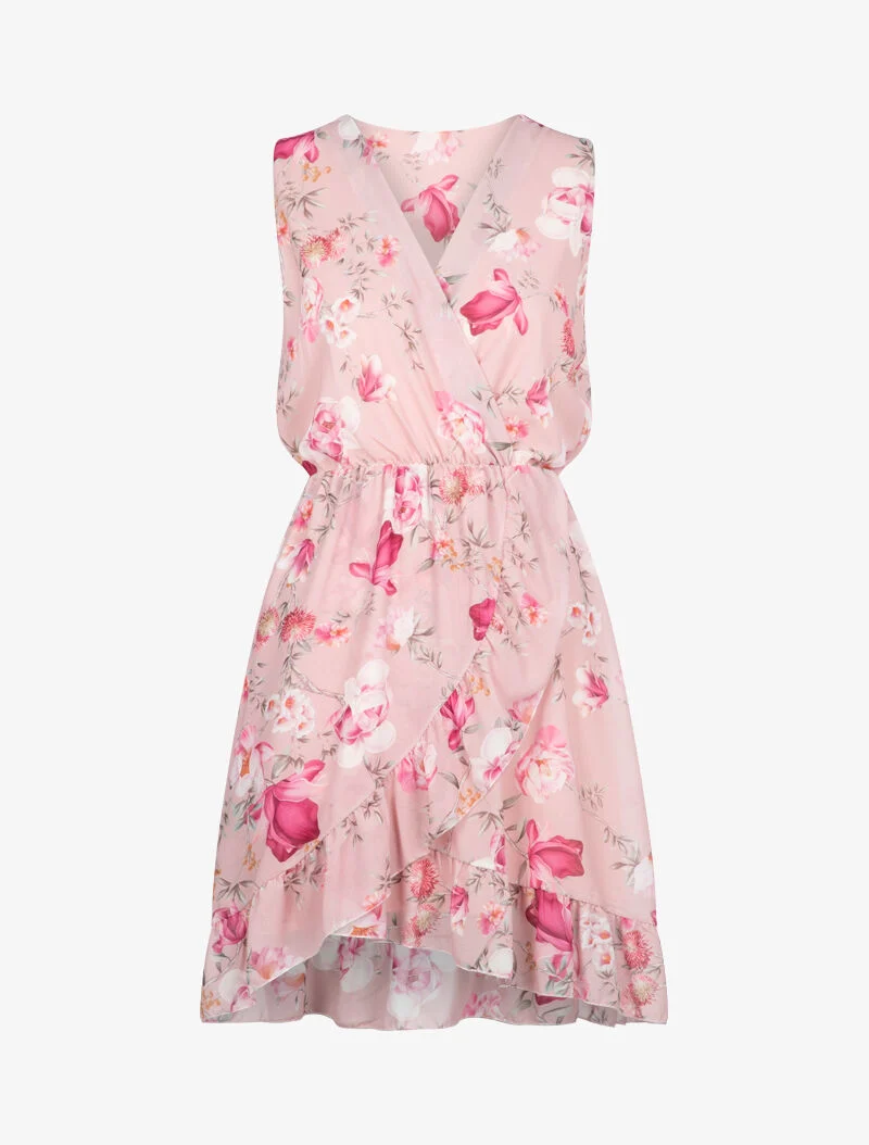 Wickelkleid mit Blumenmuster - Rose