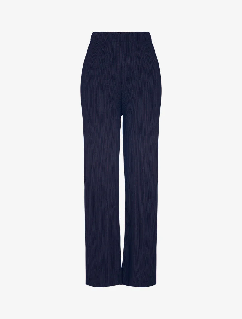 Gerippte fließende Hose - Marine