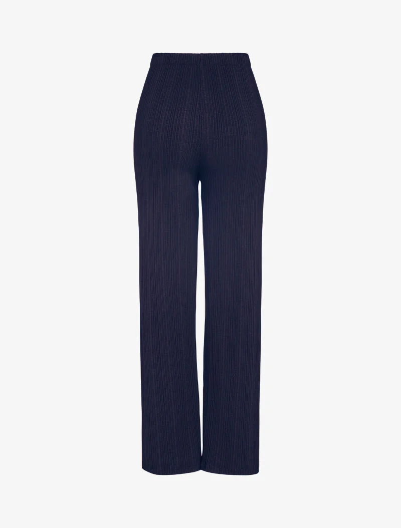 Gerippte fließende Hose - Marine