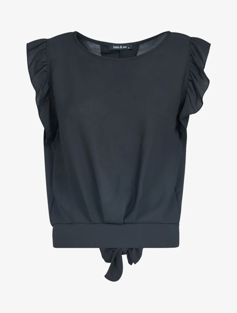 Transparenter Crop-Top mit offenem Rücken - schwarz