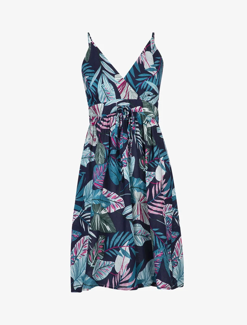 Skaterkleid mit tropischem Druck - Marine