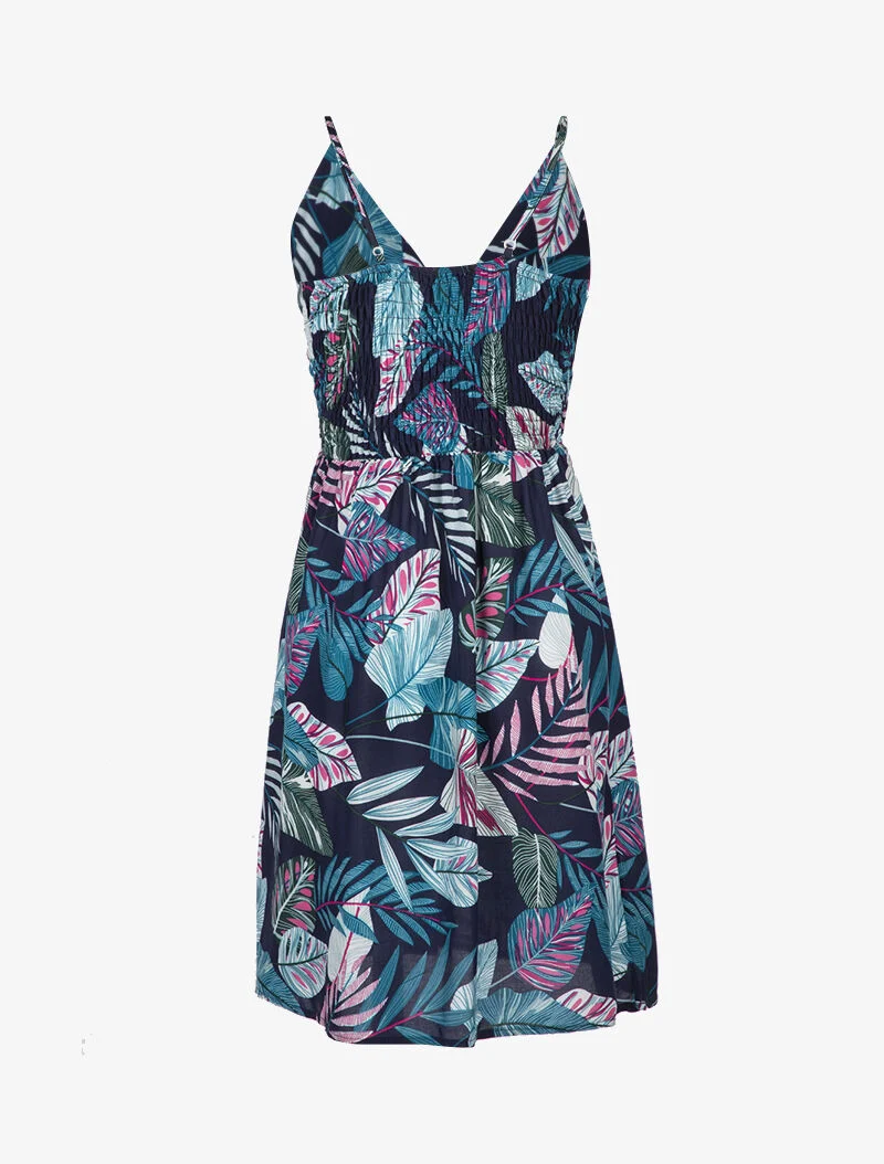 Skaterkleid mit tropischem Druck - Marine