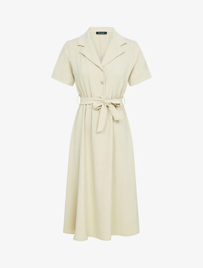 Kleid mit geknöpftem Oberteil - beige