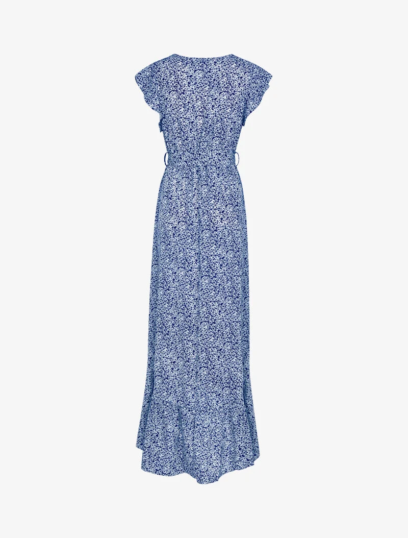 Asymmetrisches Kleid mit kleinem Blumenmuster - Marine