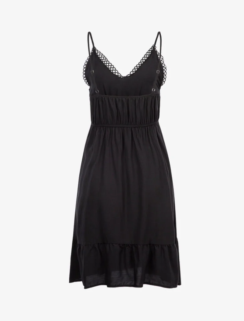 Kleid mit gehäkeltem Oberteil - schwarz