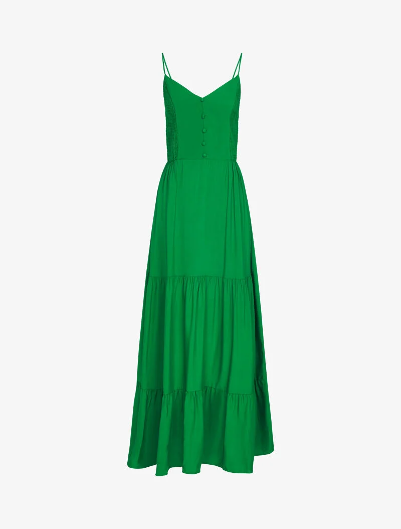 Einfarbiges langes Kleid - Grün