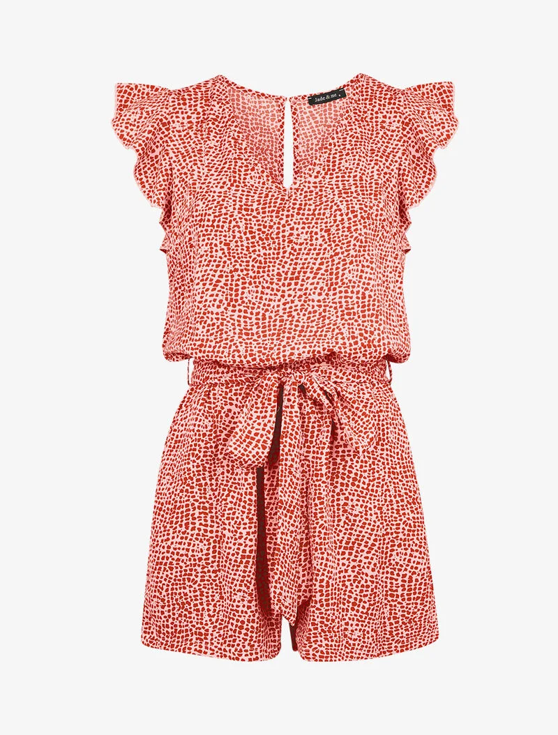 Gepunkteter Jumpsuit - Rot