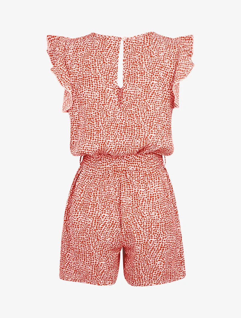 Gepunkteter Jumpsuit - Rot